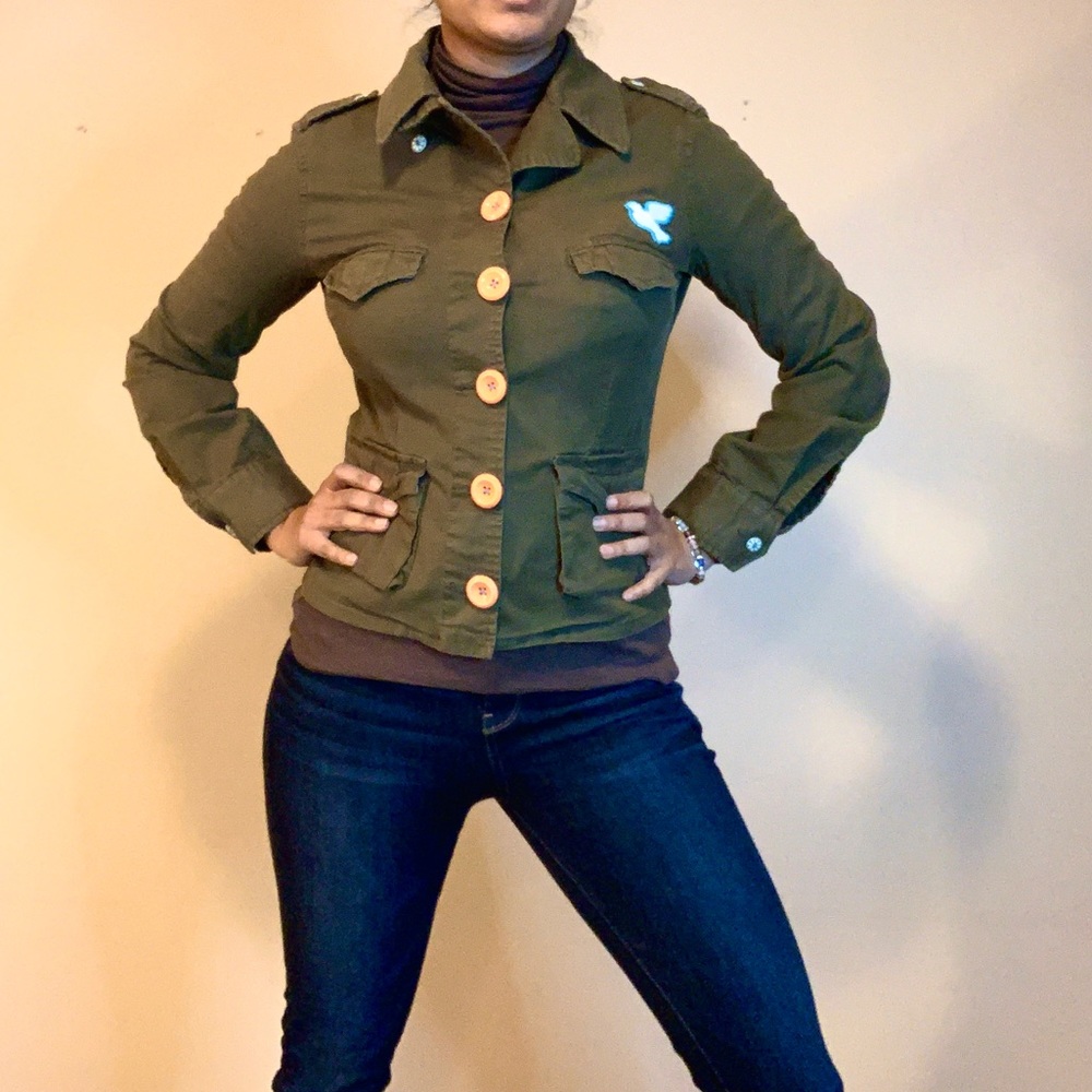 Vintage Hot Topic Chor Green Military Style Jacket‎